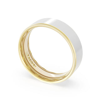 Flat High Polish Finish Wedding Band in 18kt Yellow Gold & Platinum