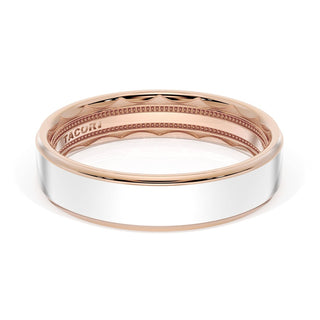 Flat High Polish Finish Wedding Band in 18kt Rose Gold & Platinum