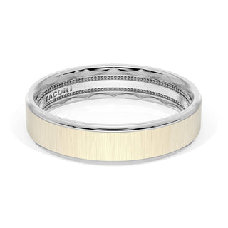 Flat Satin Finish Wedding Band in 14kt Rose Gold & 14kt White Gold