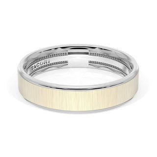 Flat Satin Finish Wedding Band in 14kt Rose Gold & 14kt White Gold