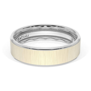 Flat Satin Finish Wedding Band in 14kt Rose Gold & 14kt White Gold