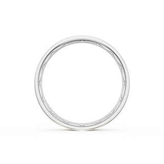 Flat Satin Finish Wedding Band in 18kt White Gold & 18kt Yellow Gold