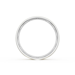 Flat Satin Finish Wedding Band in 18kt White Gold & 18kt Yellow Gold