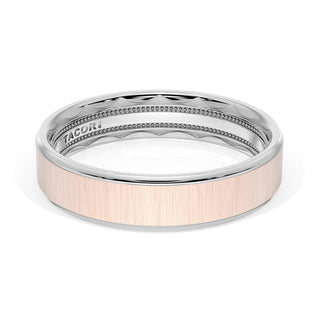 Flat Satin Finish Wedding Band in 18kt White Gold & 18kt Rose Gold