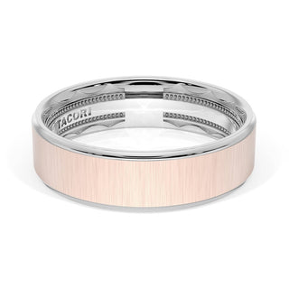 Flat Satin Finish Wedding Band in 18kt White Gold & 18kt Rose Gold