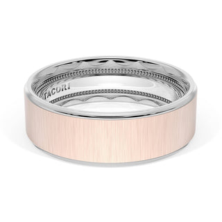 Flat Satin Finish Wedding Band in 18kt White Gold & 18kt Rose Gold
