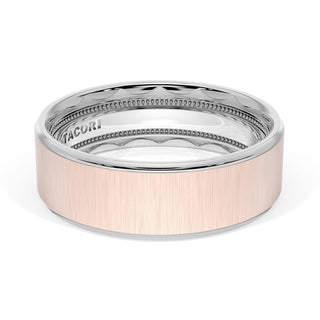 Flat Satin Finish Wedding Band in 14kt Rose Gold & 14kt White Gold