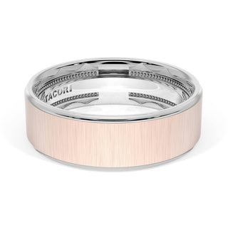 Flat Satin Finish Wedding Band in 14kt Rose Gold & 14kt White Gold