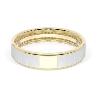 Flat Satin Finish Wedding Band in 18kt Yellow Gold & 18kt White Gold