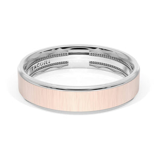Flat Satin Finish Wedding Band in Platinum & 18kt Rose Gold