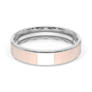 Flat Satin Finish Wedding Band in Platinum & 18kt Rose Gold