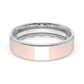 Flat Satin Finish Wedding Band in Platinum & 18kt Rose Gold
