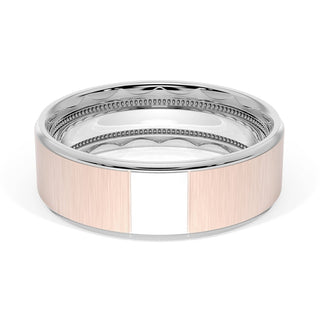 Flat Satin Finish Wedding Band in Platinum & 18kt Rose Gold