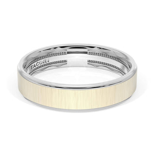 Flat Satin Finish Wedding Band in Platinum & 18kt Yellow Gold