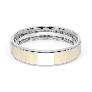 Flat Satin Finish Wedding Band in Platinum & 18kt Yellow Gold