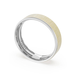 Flat Satin Finish Wedding Band in 14kt Rose Gold & 14kt White Gold