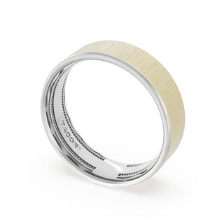 Flat Satin Finish Wedding Band in 14kt Rose Gold & 14kt White Gold