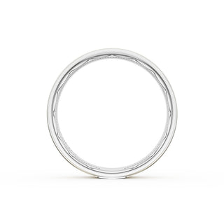 Flat Satin Finish Wedding Band in Platinum & 18kt Yellow Gold