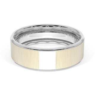 Flat Satin Finish Wedding Band in 14kt Rose Gold & 14kt White Gold