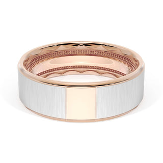 Flat Satin Finish Wedding Band in 18kt Rose Gold & Platinum