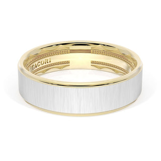 Flat Satin Finish Wedding Band in 18kt Yellow Gold & Platinum