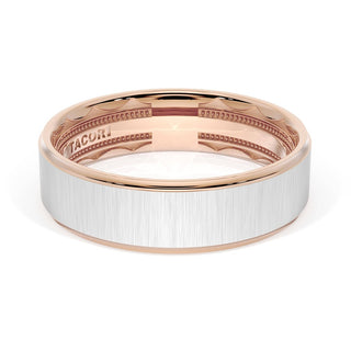 Flat Satin Finish Wedding Band in 18kt Rose Gold & Platinum