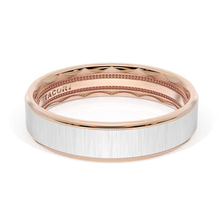 Flat Satin Finish Wedding Band in 18kt Rose Gold & Platinum