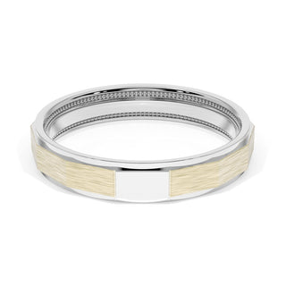 Brush Finish Faceted Wedding Band in 18kt White Gold & 18kt Yellow Gold