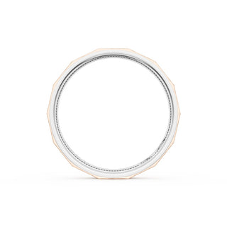 Brush Finish Faceted Wedding Band in 18kt White Gold & 18kt Rose Gold