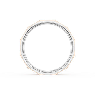 Brush Finish Faceted Wedding Band in 18kt White Gold & 18kt Rose Gold