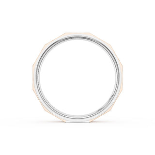Brush Finish Faceted Wedding Band in 18kt White Gold & 18kt Rose Gold