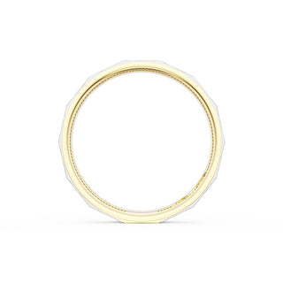 Brush Finish Faceted Wedding Band in 18kt Yellow Gold & 18kt White Gold