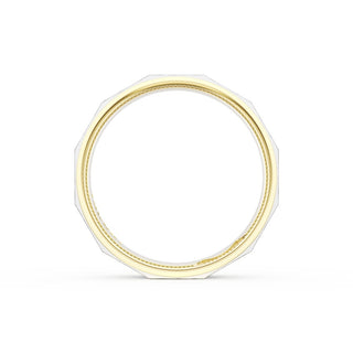 Brush Finish Faceted Wedding Band in 18kt Yellow Gold & 18kt White Gold