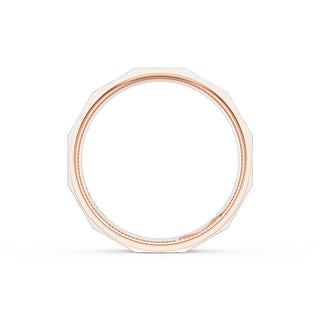 Brush Finish Faceted Wedding Band in 18kt Rose Gold & 18kt White Gold