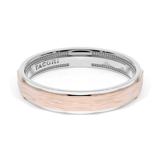 Brush Finish Faceted Wedding Band in Platinum & 18kt Rose Gold