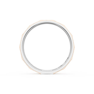 Brush Finish Faceted Wedding Band in Platinum & 18kt Rose Gold