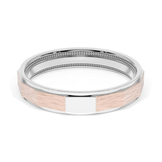 Brush Finish Faceted Wedding Band in Platinum & 18kt Rose Gold
