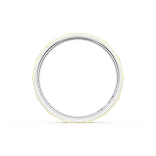 Brush Finish Faceted Wedding Band in Platinum & 18kt Yellow Gold