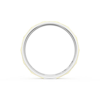 Brush Finish Faceted Wedding Band in Platinum & 18kt Yellow Gold