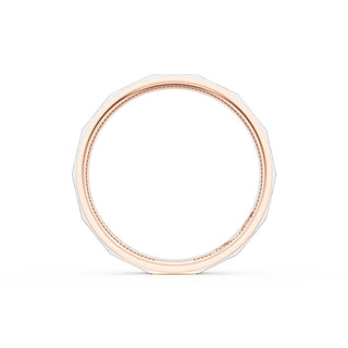 Brush Finish Faceted Wedding Band in 18kt Rose Gold & Platinum