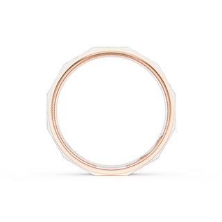 Brush Finish Faceted Wedding Band in 18kt Rose Gold & Platinum