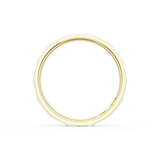 Brush Finish Faceted Wedding Band in 18kt Yellow Gold & Platinum