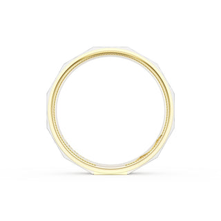 Brush Finish Faceted Wedding Band in 18kt Yellow Gold & Platinum