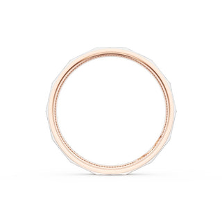 Brush Finish Faceted Wedding Band in 18kt Rose Gold & Platinum