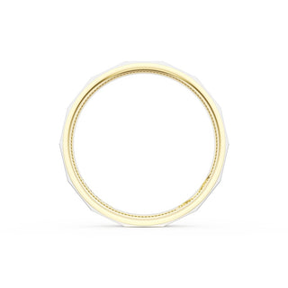 High Polish Finish Faceted Wedding Band in 18kt Yellow Gold & 18kt White Gold
