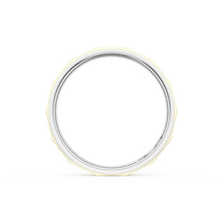 High Polish Finish Faceted Wedding Band in Platinum & 18kt Yellow Gold