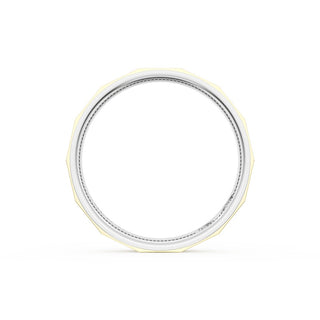 High Polish Finish Faceted Wedding Band in 14kt Rose Gold & 14kt White Gold