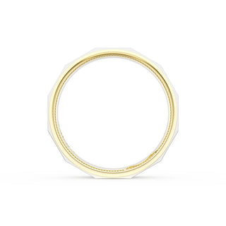 High Polish Finish Faceted Wedding Band in 18kt Yellow Gold & Platinum