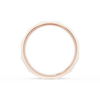 High Polish Finish Faceted Wedding Band in 14kt Rose Gold & 14kt White Gold