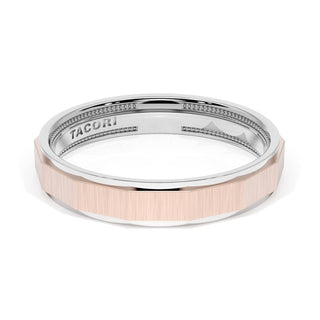 Satin Finish Faceted Wedding Band in 18kt White Gold & 18kt Rose Gold